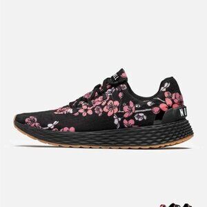 No Bull Cherry Blossom Pattern Ripstop Ahtletic Shoes Black Pink Size 9.5